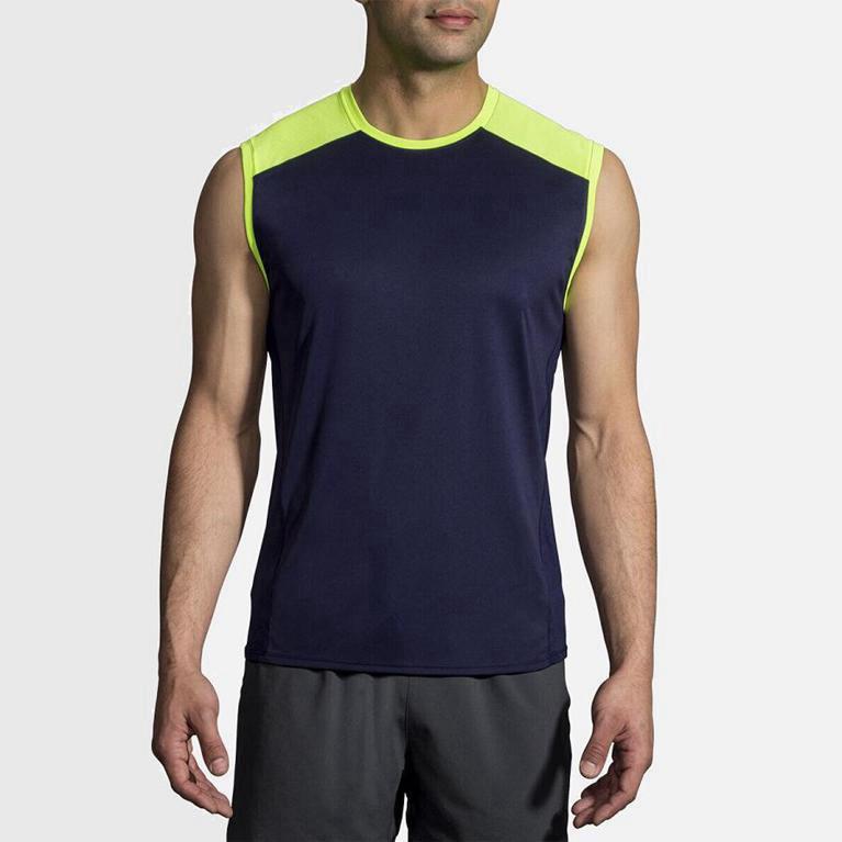 Brooks Stealthless Australia - Men's Running Tank Top - Blue (168249-QXB)